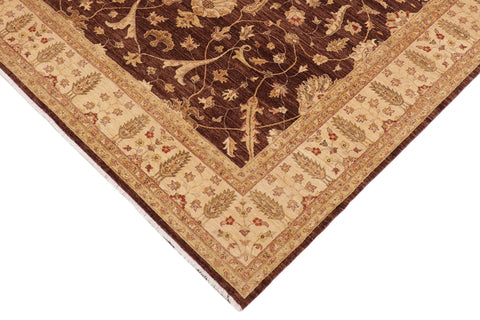 handmade Transitional Kafkaz Brown Beige Hand Knotted RECTANGLE 100% WOOL area rug 9' x 11'