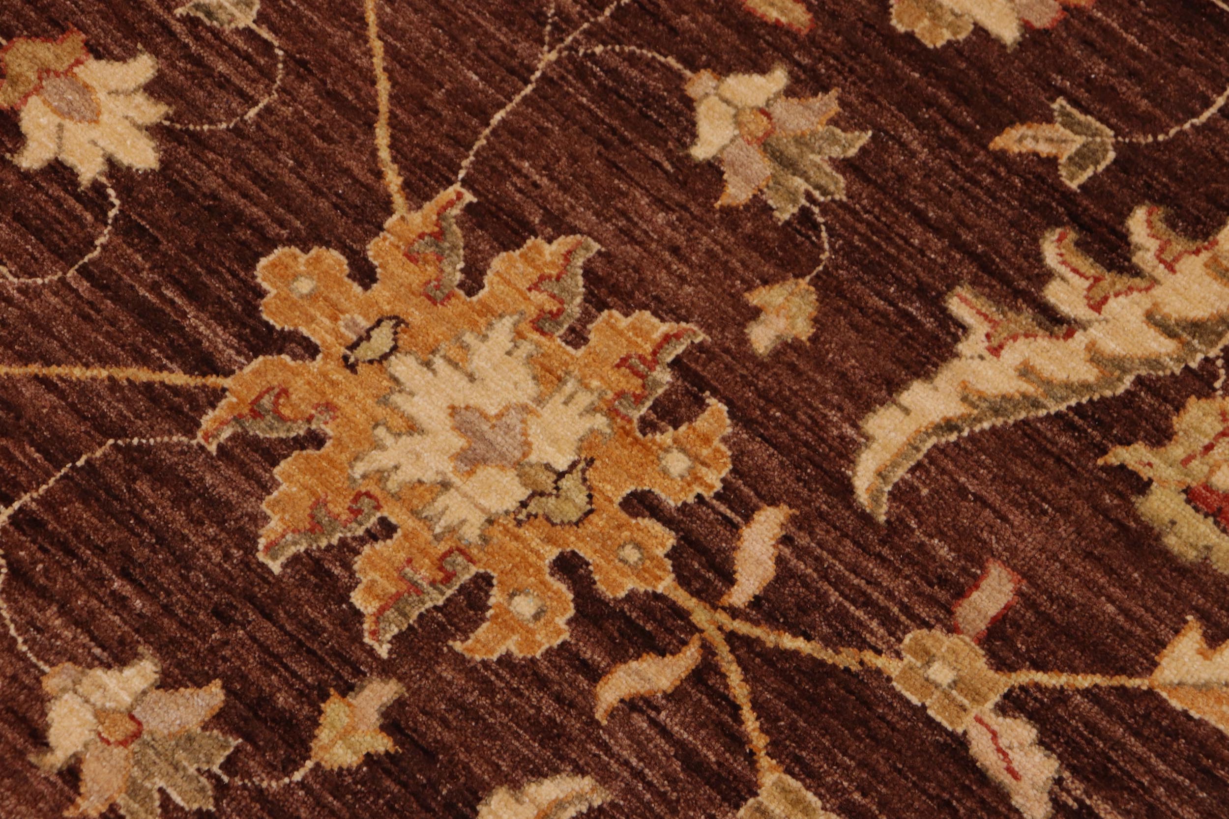 handmade Transitional Kafkaz Brown Beige Hand Knotted RECTANGLE 100% WOOL area rug 9' x 11'