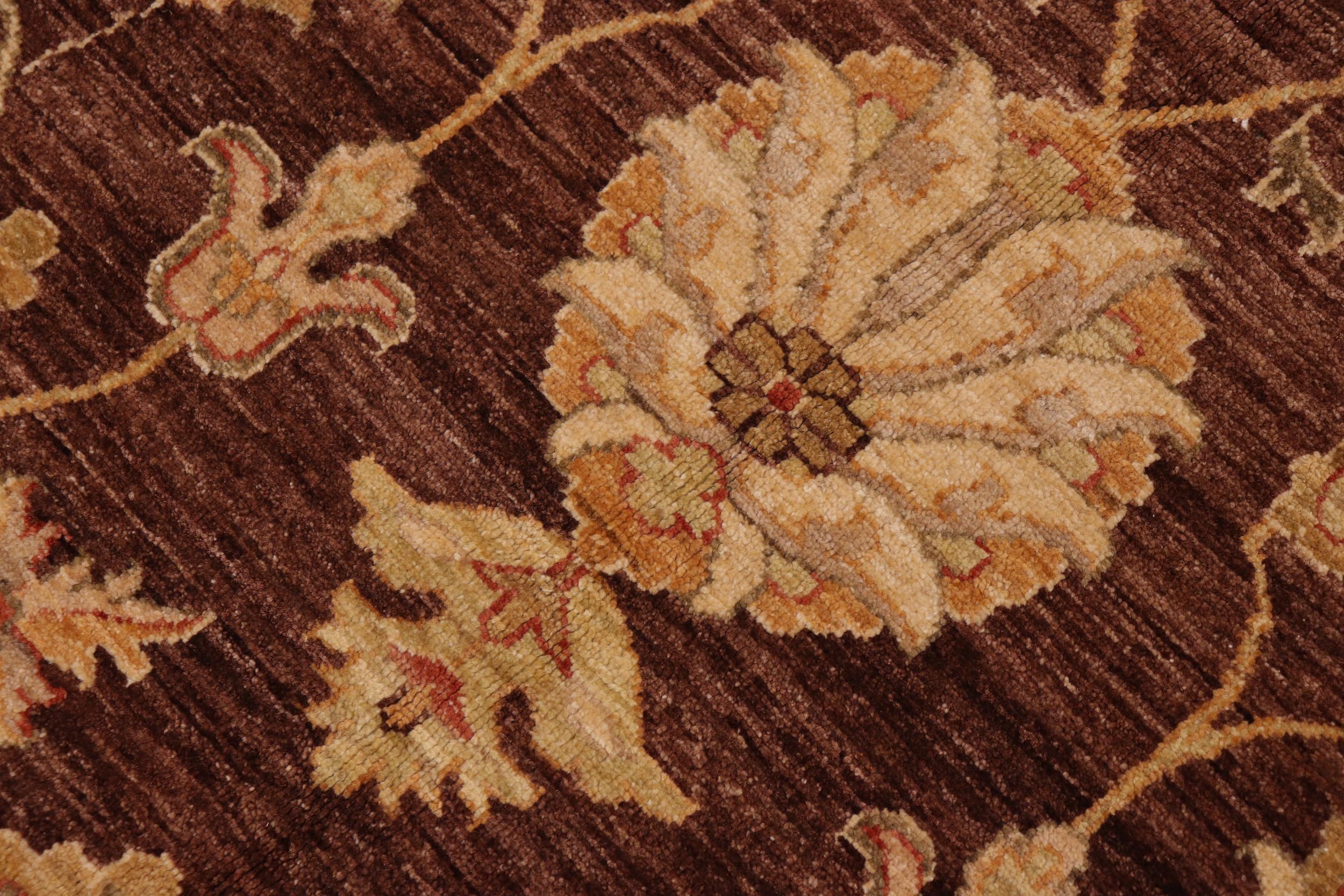 handmade Transitional Kafkaz Brown Beige Hand Knotted RECTANGLE 100% WOOL area rug 9' x 11'
