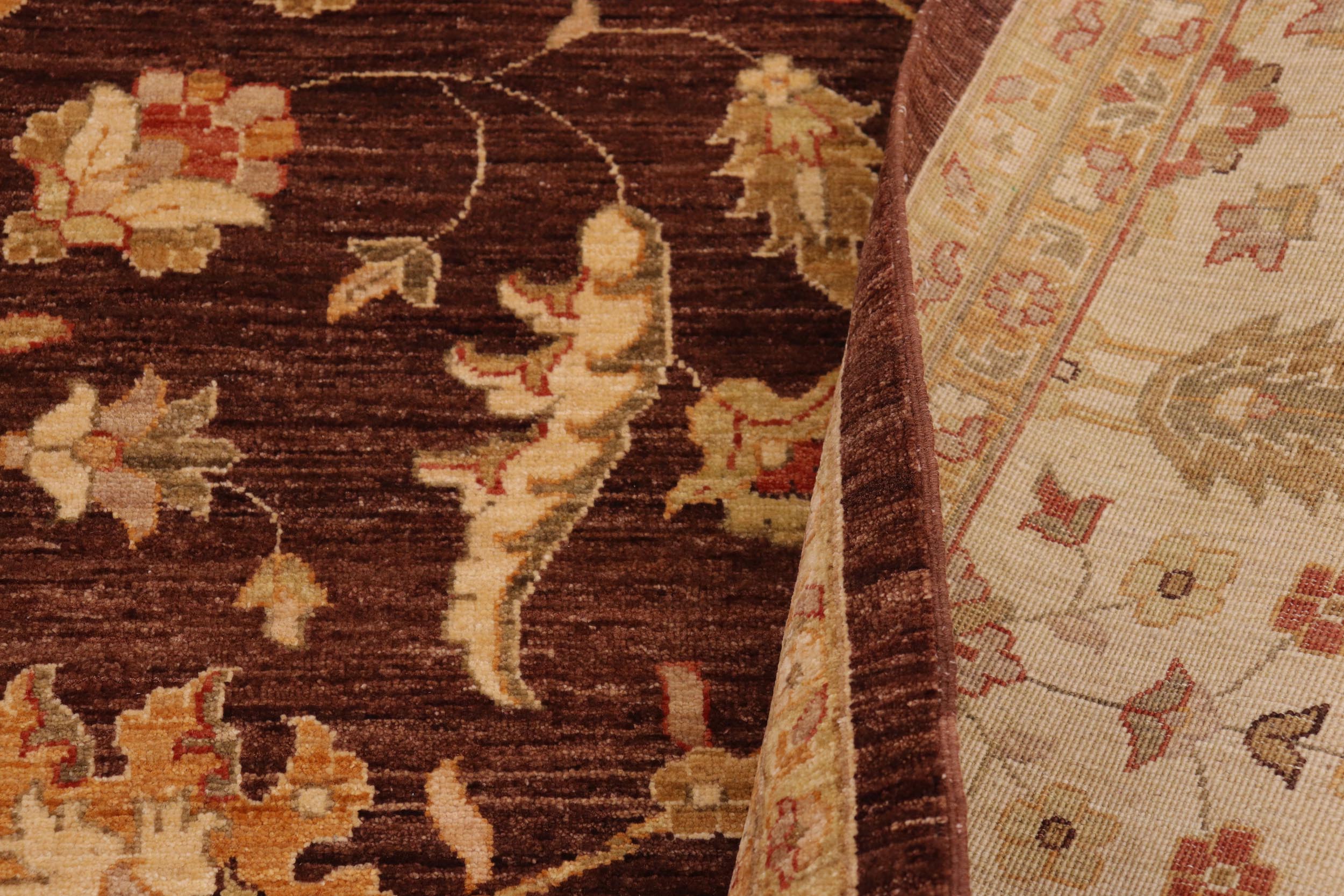 handmade Transitional Kafkaz Brown Beige Hand Knotted RECTANGLE 100% WOOL area rug 9' x 11'