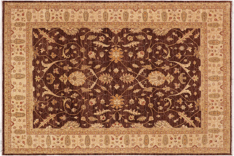 handmade Transitional Kafkaz Brown Beige Hand Knotted RECTANGLE 100% WOOL area rug 9' x 11'