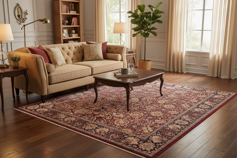 handmade Transitional Kirman Aubergine Blue Hand Knotted RECTANGLE 100% WOOL area rug 6x9