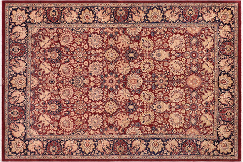 handmade Transitional Kirman Aubergine Blue Hand Knotted RECTANGLE 100% WOOL area rug 6x9