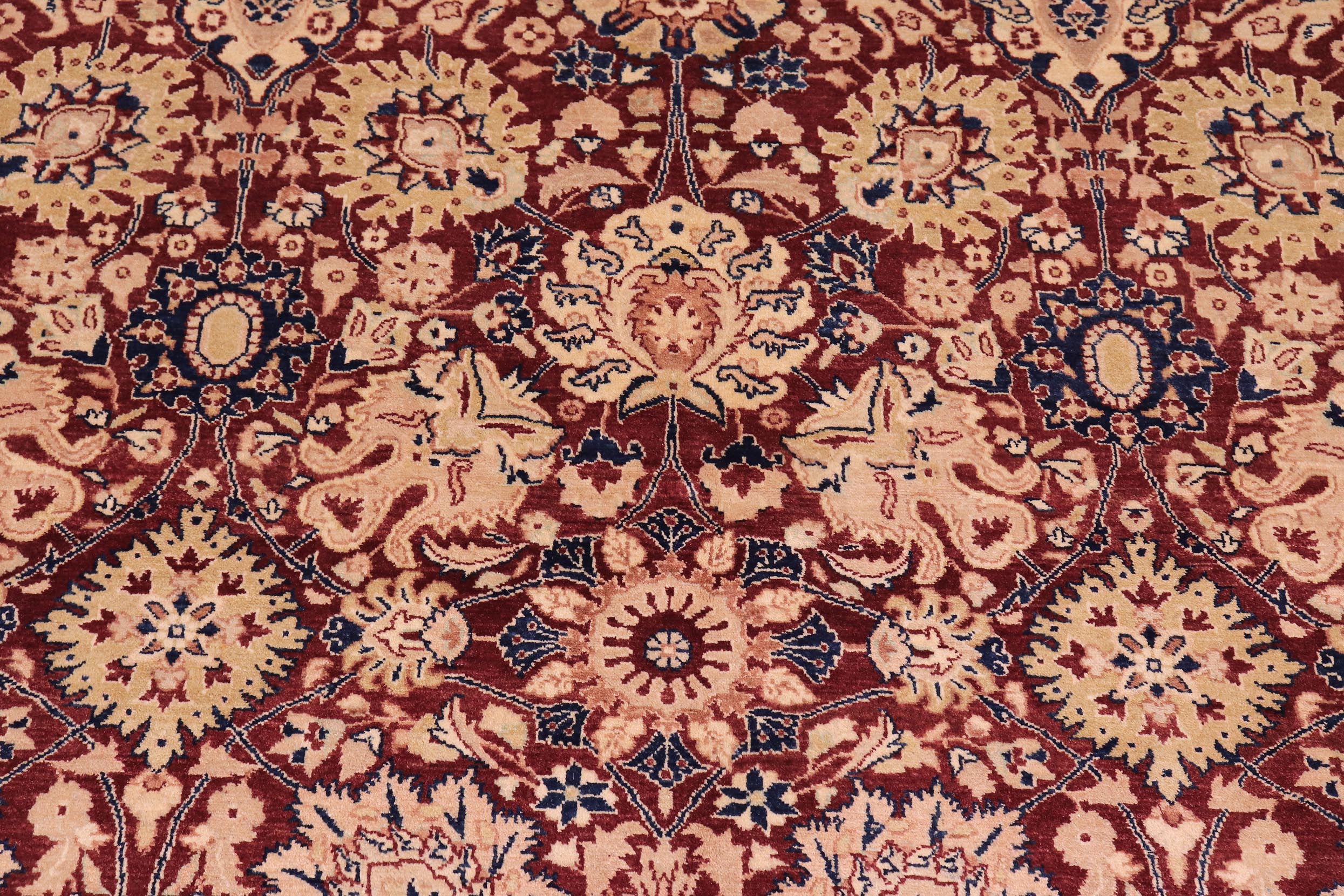 handmade Transitional Kirman Aubergine Blue Hand Knotted RECTANGLE 100% WOOL area rug 6x9