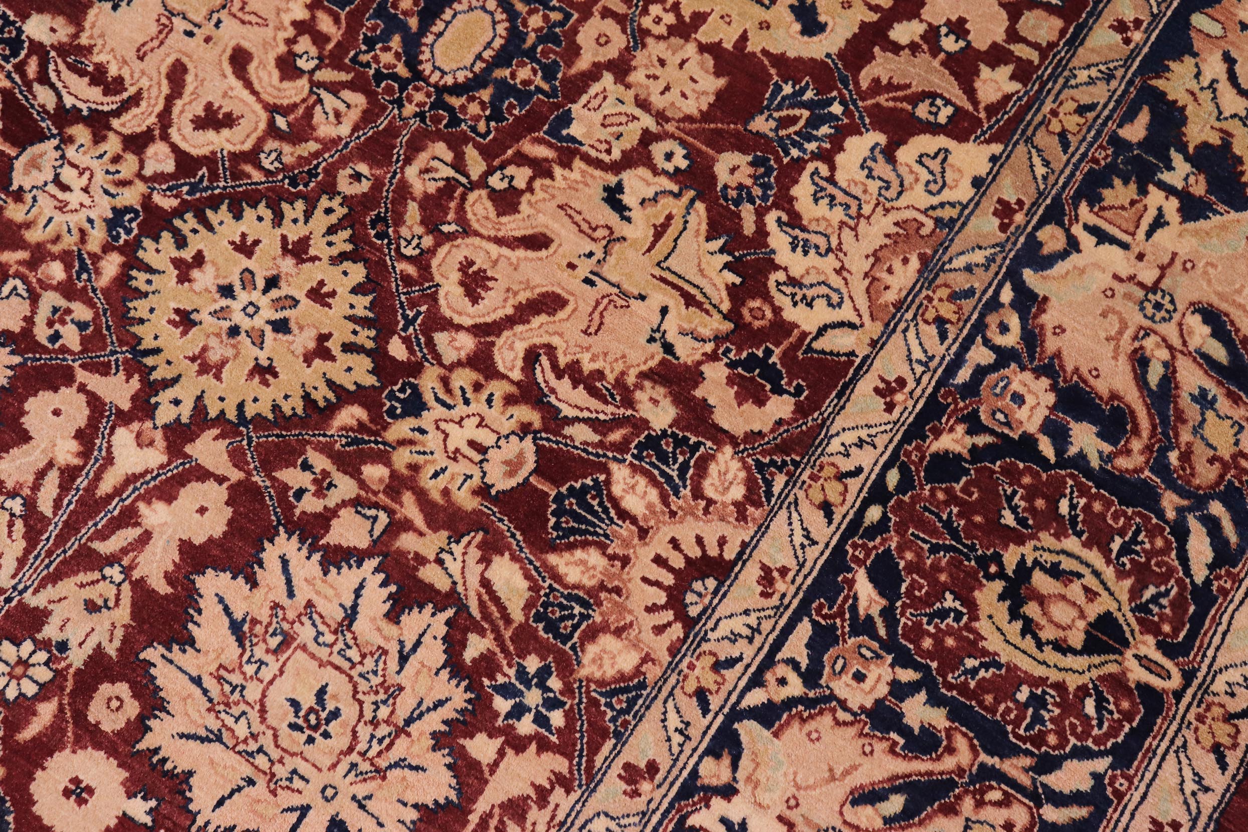 handmade Transitional Kirman Aubergine Blue Hand Knotted RECTANGLE 100% WOOL area rug 6x9