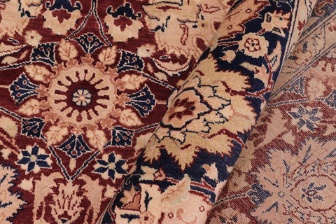 handmade Transitional Kirman Aubergine Blue Hand Knotted RECTANGLE 100% WOOL area rug 6x9