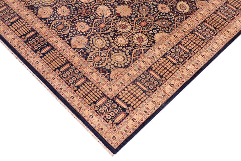 handmade Transitional Tabriz Blue Blue Hand Knotted RECTANGLE 100% WOOL area rug 6x9
