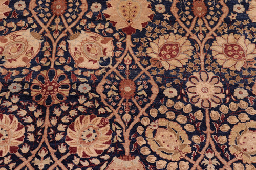 handmade Transitional Tabriz Blue Blue Hand Knotted RECTANGLE 100% WOOL area rug 6x9