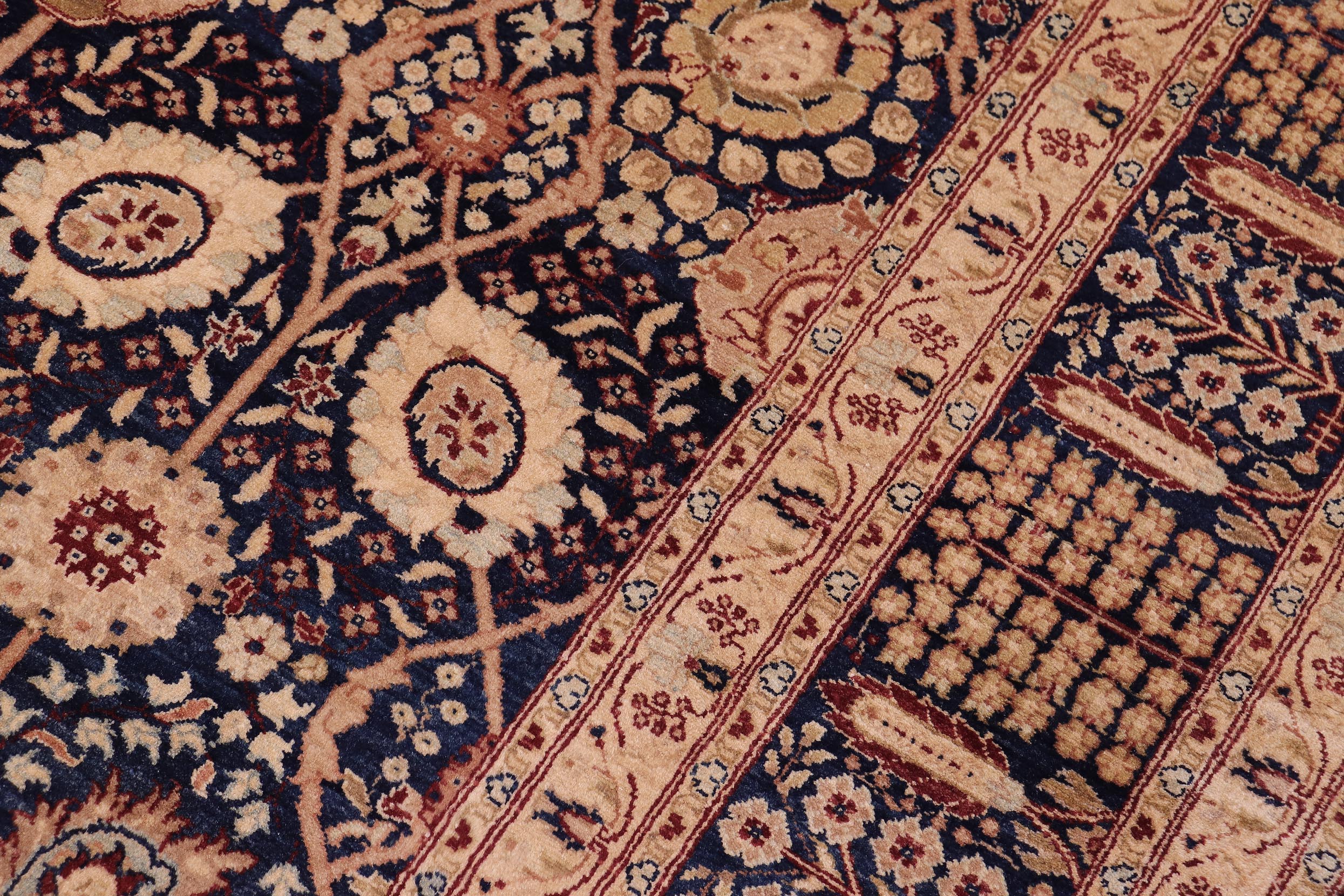 handmade Transitional Tabriz Blue Blue Hand Knotted RECTANGLE 100% WOOL area rug 6x9