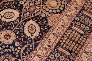 handmade Transitional Tabriz Blue Blue Hand Knotted RECTANGLE 100% WOOL area rug 6x9