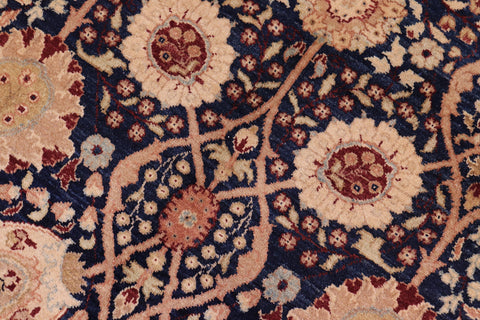 handmade Transitional Tabriz Blue Blue Hand Knotted RECTANGLE 100% WOOL area rug 6x9