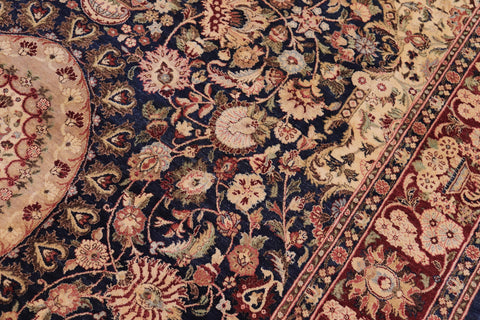 handmade Traditional Hussani Blue Aubergine Hand Knotted RECTANGLE 100% WOOL area rug 6x9