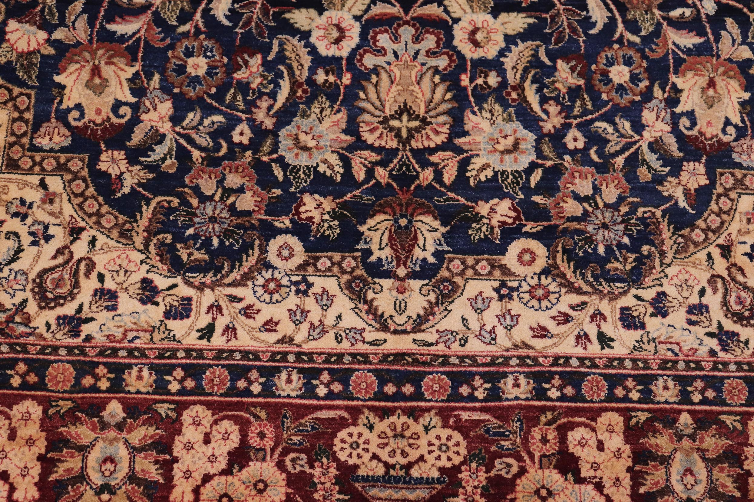 handmade Traditional Hussani Blue Aubergine Hand Knotted RECTANGLE 100% WOOL area rug 6x9
