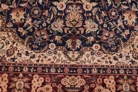 handmade Traditional Hussani Blue Aubergine Hand Knotted RECTANGLE 100% WOOL area rug 6x9