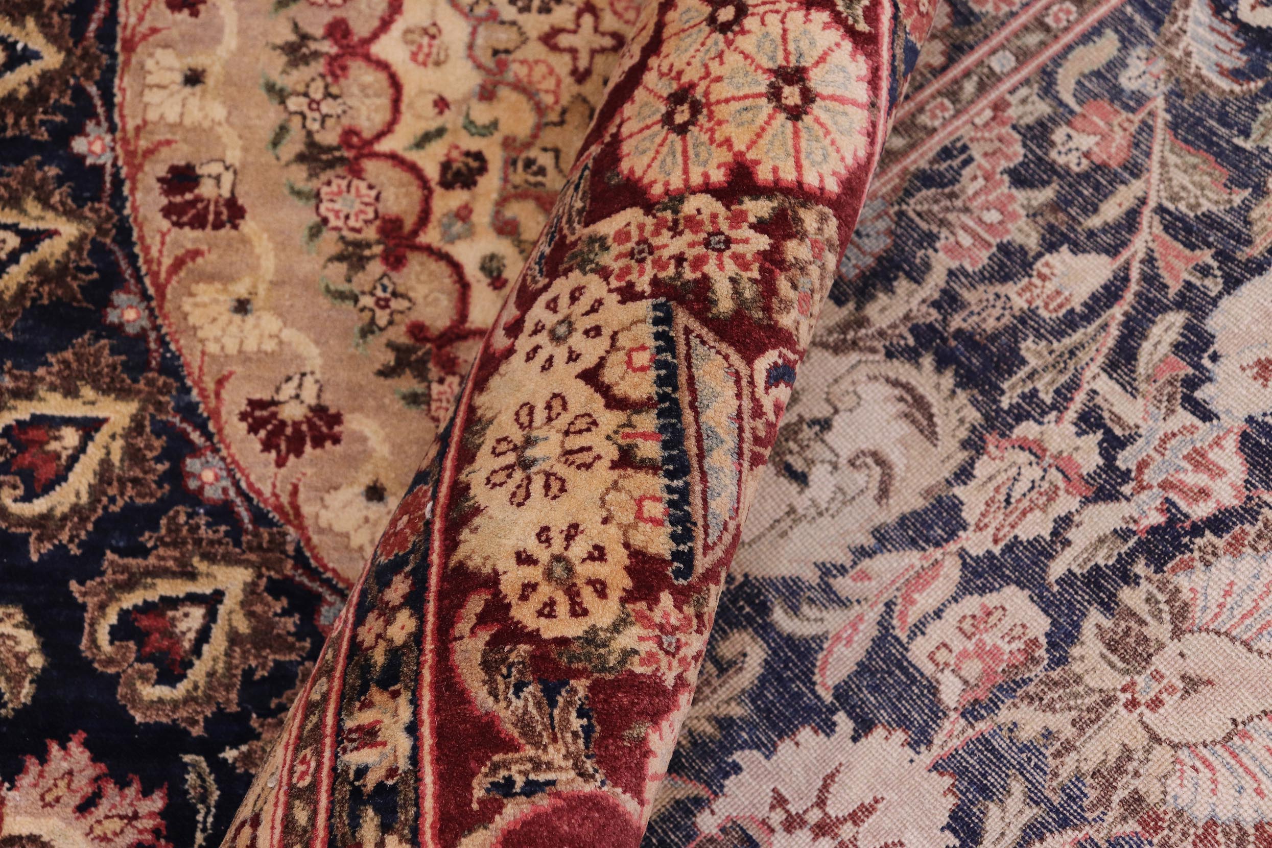 handmade Traditional Hussani Blue Aubergine Hand Knotted RECTANGLE 100% WOOL area rug 6x9