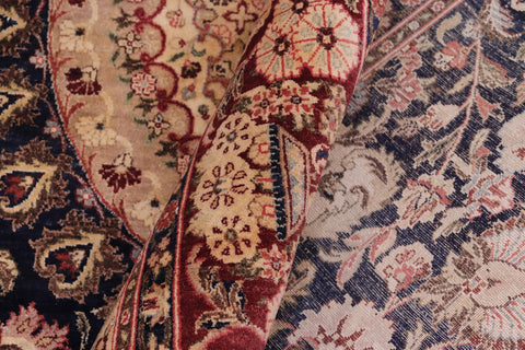 handmade Traditional Hussani Blue Aubergine Hand Knotted RECTANGLE 100% WOOL area rug 6x9