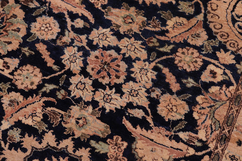 handmade Traditional Agra Tabriz Blue Tan Hand Knotted RECTANGLE 100% WOOL area rug 6x9