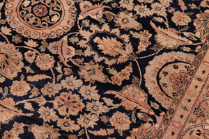 handmade Traditional Agra Tabriz Blue Tan Hand Knotted RECTANGLE 100% WOOL area rug 6x9
