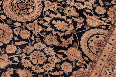handmade Traditional Agra Tabriz Blue Tan Hand Knotted RECTANGLE 100% WOOL area rug 6x9