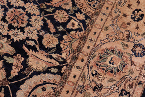 handmade Traditional Agra Tabriz Blue Tan Hand Knotted RECTANGLE 100% WOOL area rug 6x9
