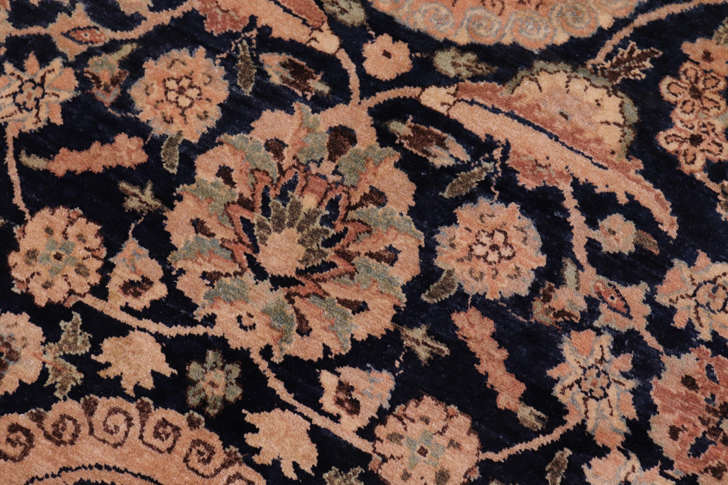 handmade Traditional Agra Tabriz Blue Tan Hand Knotted RECTANGLE 100% WOOL area rug 6x9