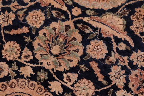 handmade Traditional Agra Tabriz Blue Tan Hand Knotted RECTANGLE 100% WOOL area rug 6x9