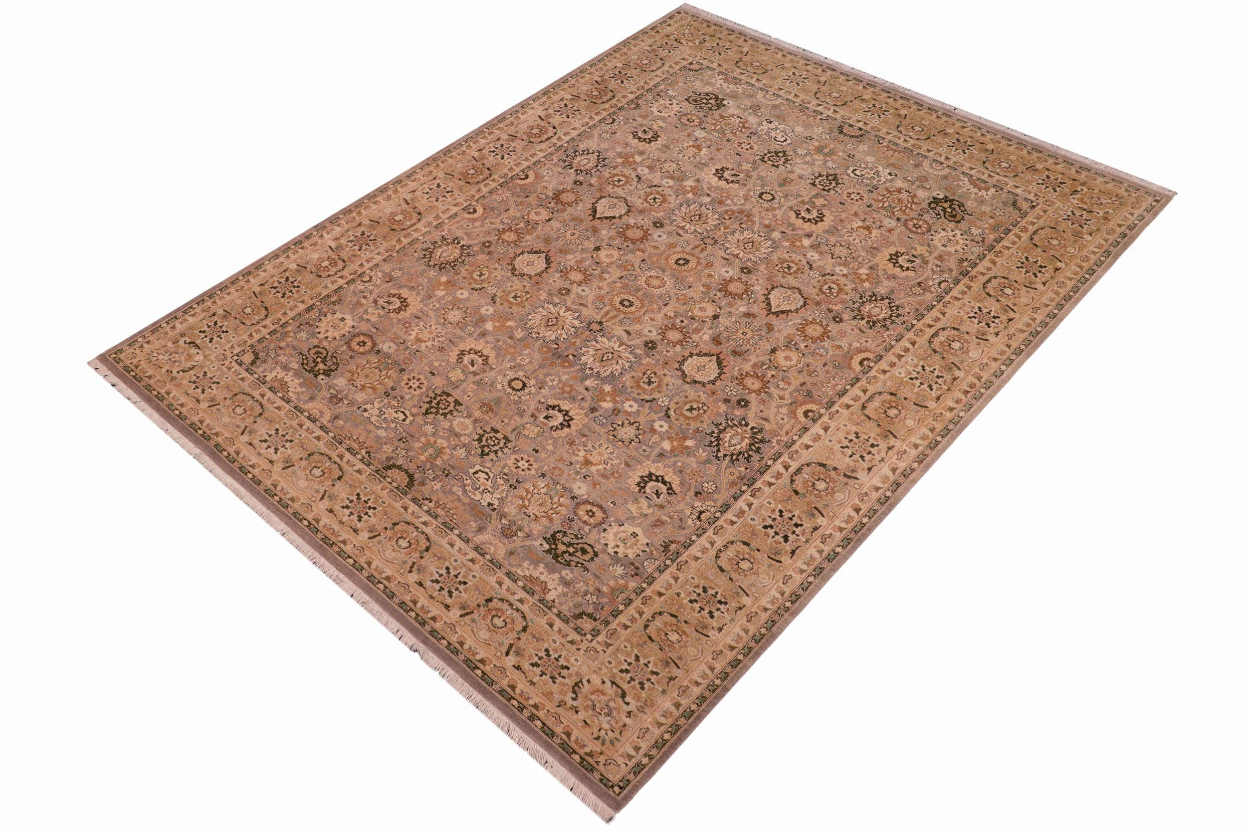 handmade Traditional Tabriz Gray Gold Hand Knotted RECTANGLE 100% WOOL area rug 6x9