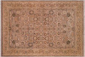 6x9 hand knotted Vegetable Dyed wool rug in gray and gold - Tabriz Edna