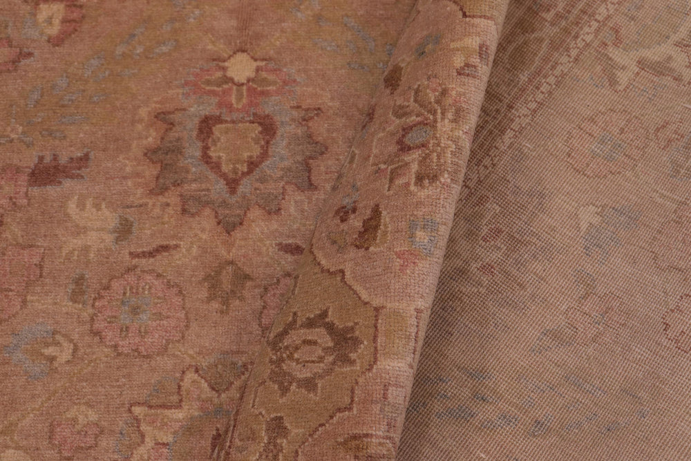 handmade Traditional Lahore Tan Lt. Gold Hand Knotted RECTANGLE 100% WOOL area rug 6' x 9'