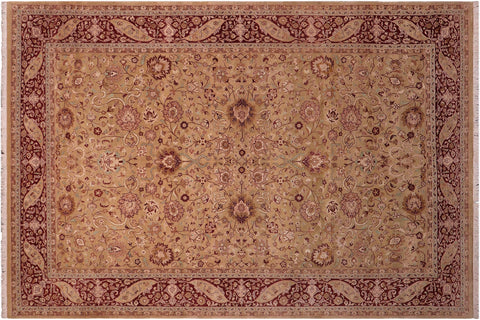 handmade Traditional Kashan Gold Aubergine Hand Knotted RECTANGLE 100% WOOL area rug 6x9