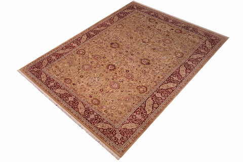 handmade Traditional Kashan Gold Aubergine Hand Knotted RECTANGLE 100% WOOL area rug 6x9