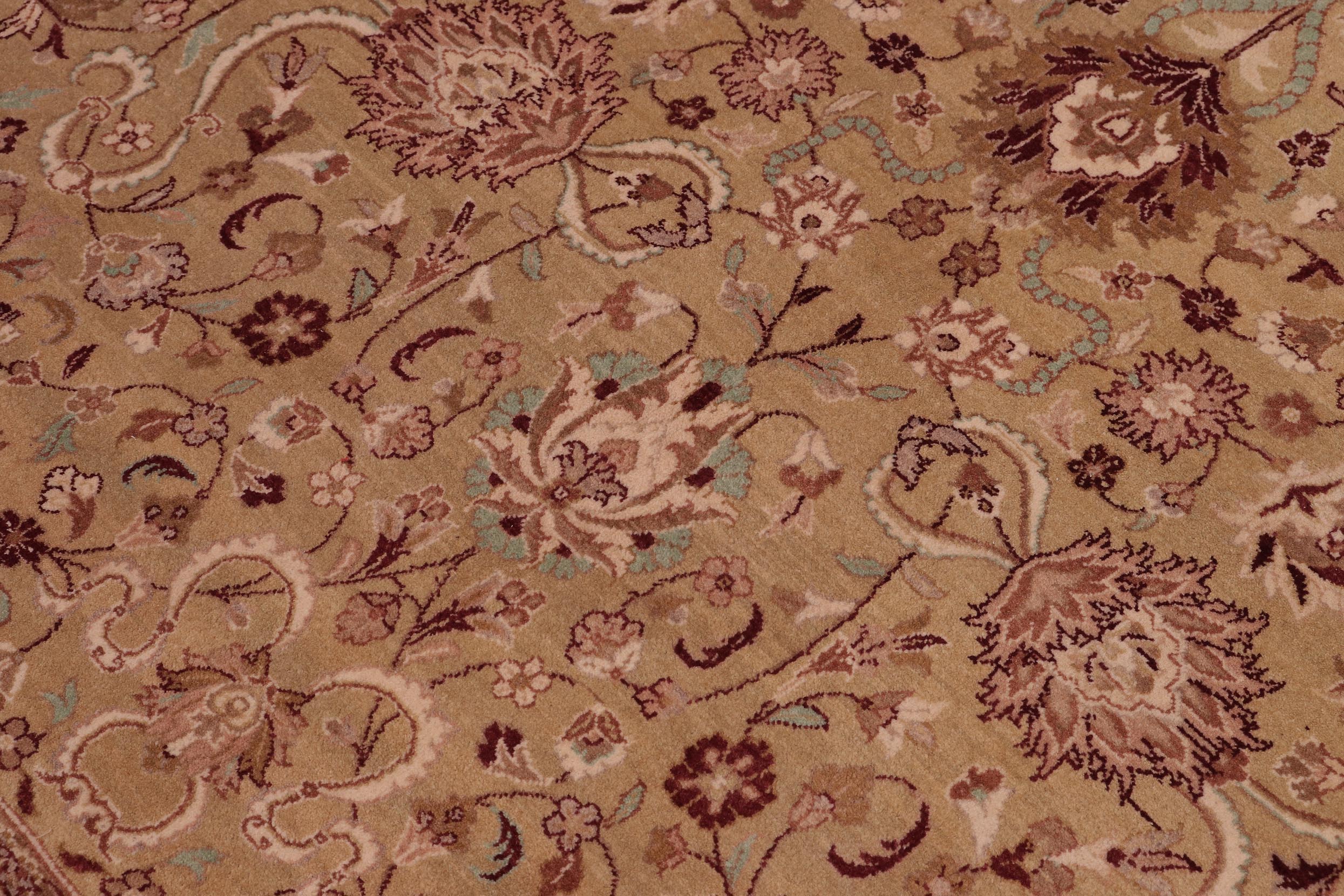 handmade Traditional Kashan Gold Aubergine Hand Knotted RECTANGLE 100% WOOL area rug 6x9