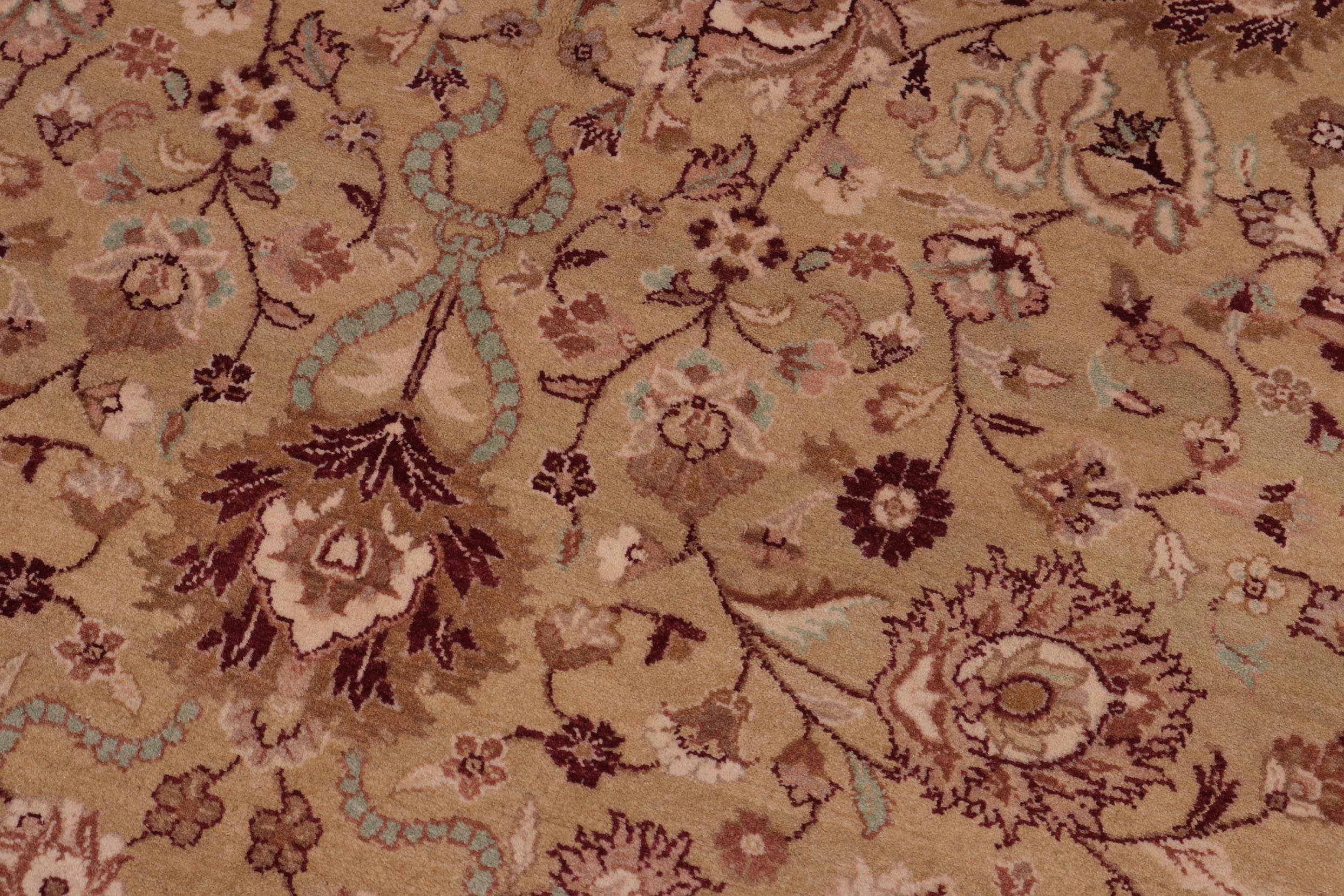 handmade Traditional Kashan Gold Aubergine Hand Knotted RECTANGLE 100% WOOL area rug 6x9
