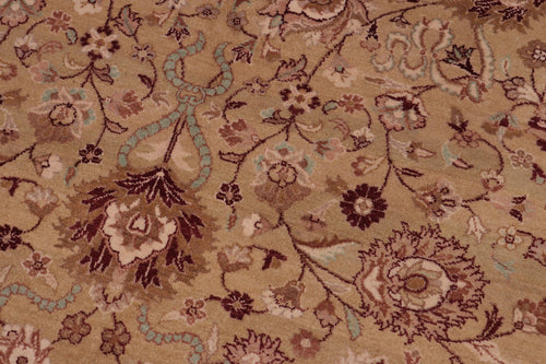 handmade Traditional Kashan Gold Aubergine Hand Knotted RECTANGLE 100% WOOL area rug 6x9