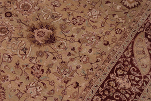 handmade Traditional Kashan Gold Aubergine Hand Knotted RECTANGLE 100% WOOL area rug 6x9