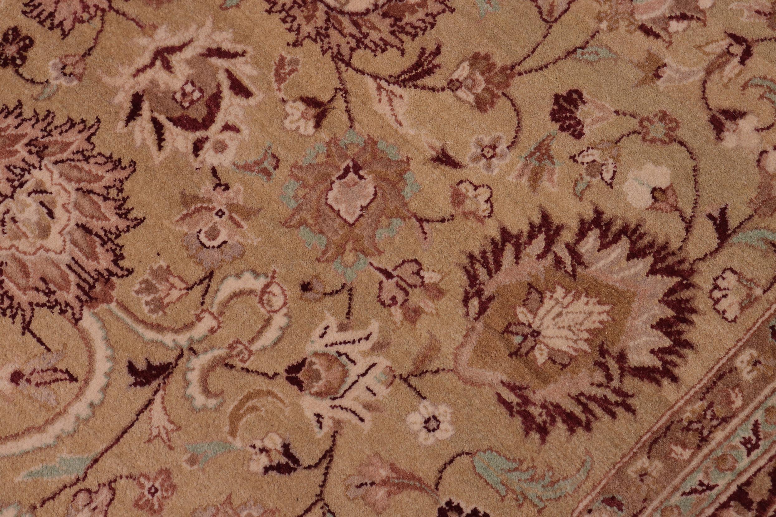 handmade Traditional Kashan Gold Aubergine Hand Knotted RECTANGLE 100% WOOL area rug 6x9