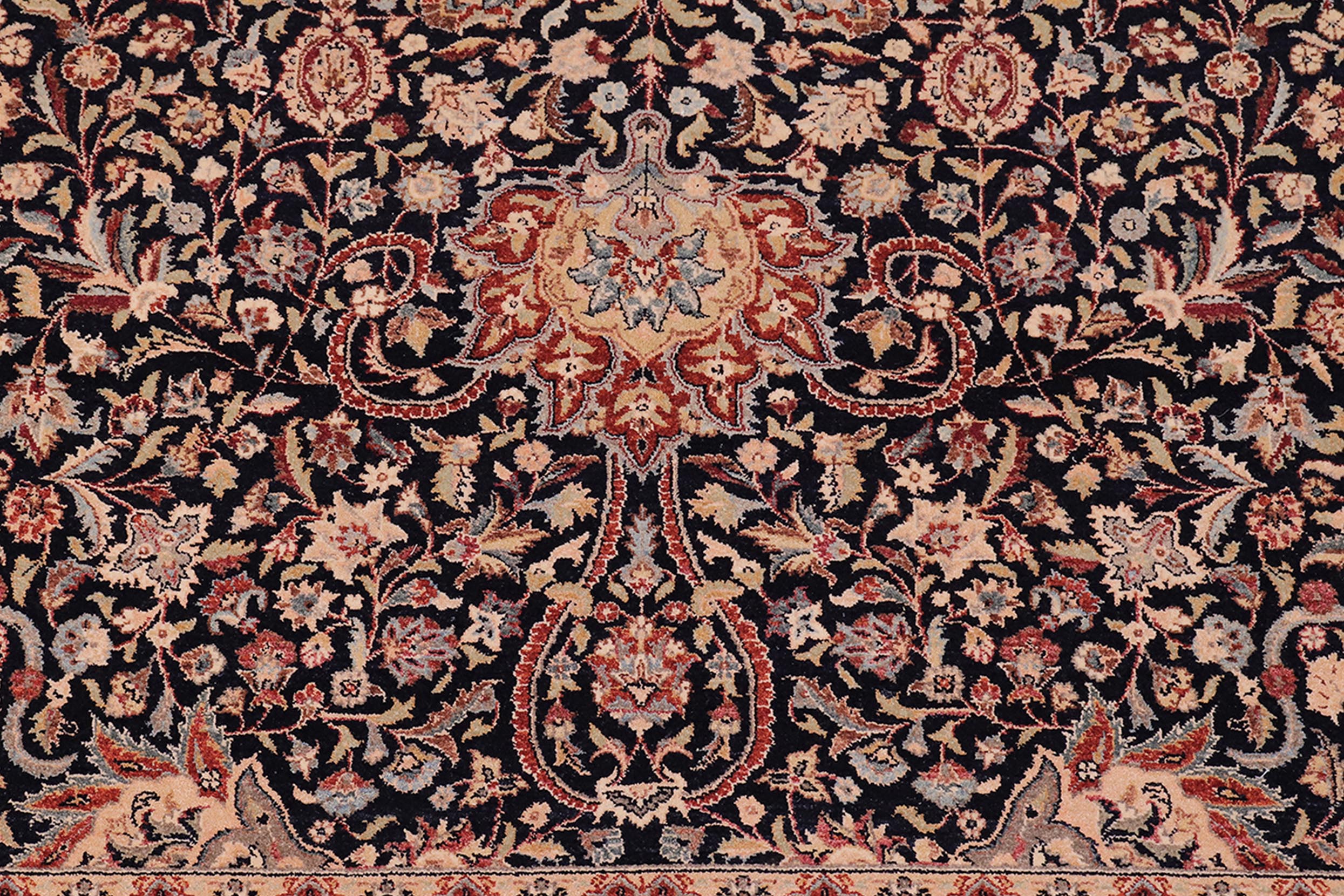 handmade Traditional Kashan Blue Tan Hand Knotted RECTANGLE 100% WOOL area rug 6x9