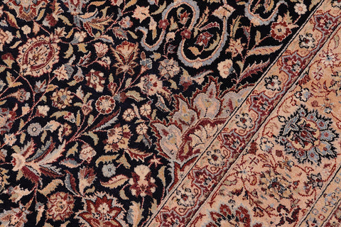 handmade Traditional Kashan Blue Tan Hand Knotted RECTANGLE 100% WOOL area rug 6x9