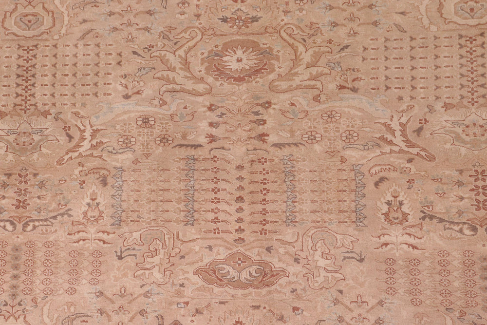 handmade Traditional Lahore Tan Ivory Hand Knotted RECTANGLE 100% WOOL area rug 6' x 9'