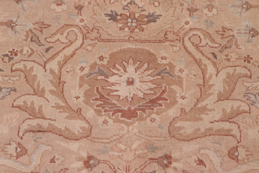 handmade Traditional Lahore Tan Ivory Hand Knotted RECTANGLE 100% WOOL area rug 6' x 9'