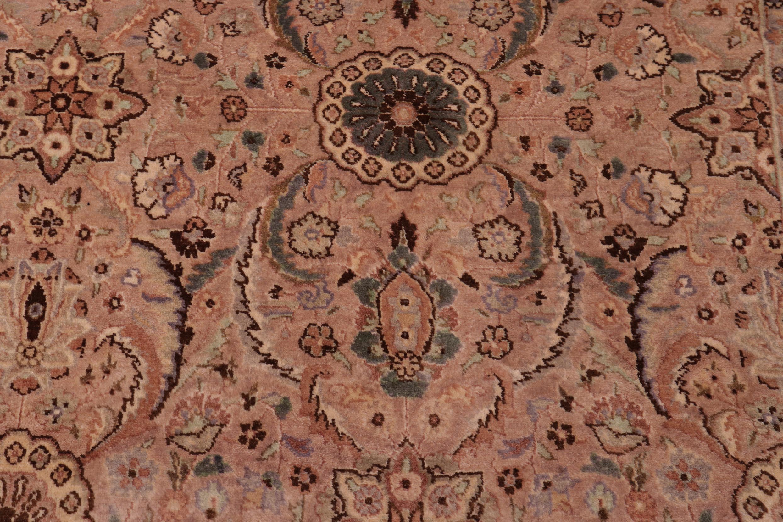 handmade Transitional Qaseem Bond Tan Lt. Green Hand Knotted RECTANGLE 100% WOOL area rug 6x9