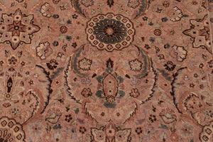 handmade Transitional Qaseem Bond Tan Lt. Green Hand Knotted RECTANGLE 100% WOOL area rug 6x9