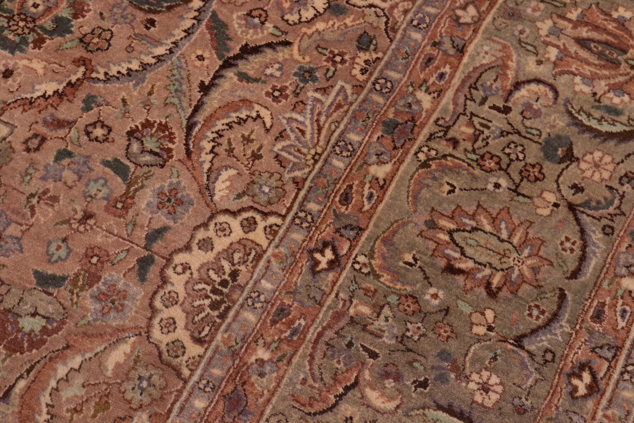handmade Transitional Qaseem Bond Tan Lt. Green Hand Knotted RECTANGLE 100% WOOL area rug 6x9
