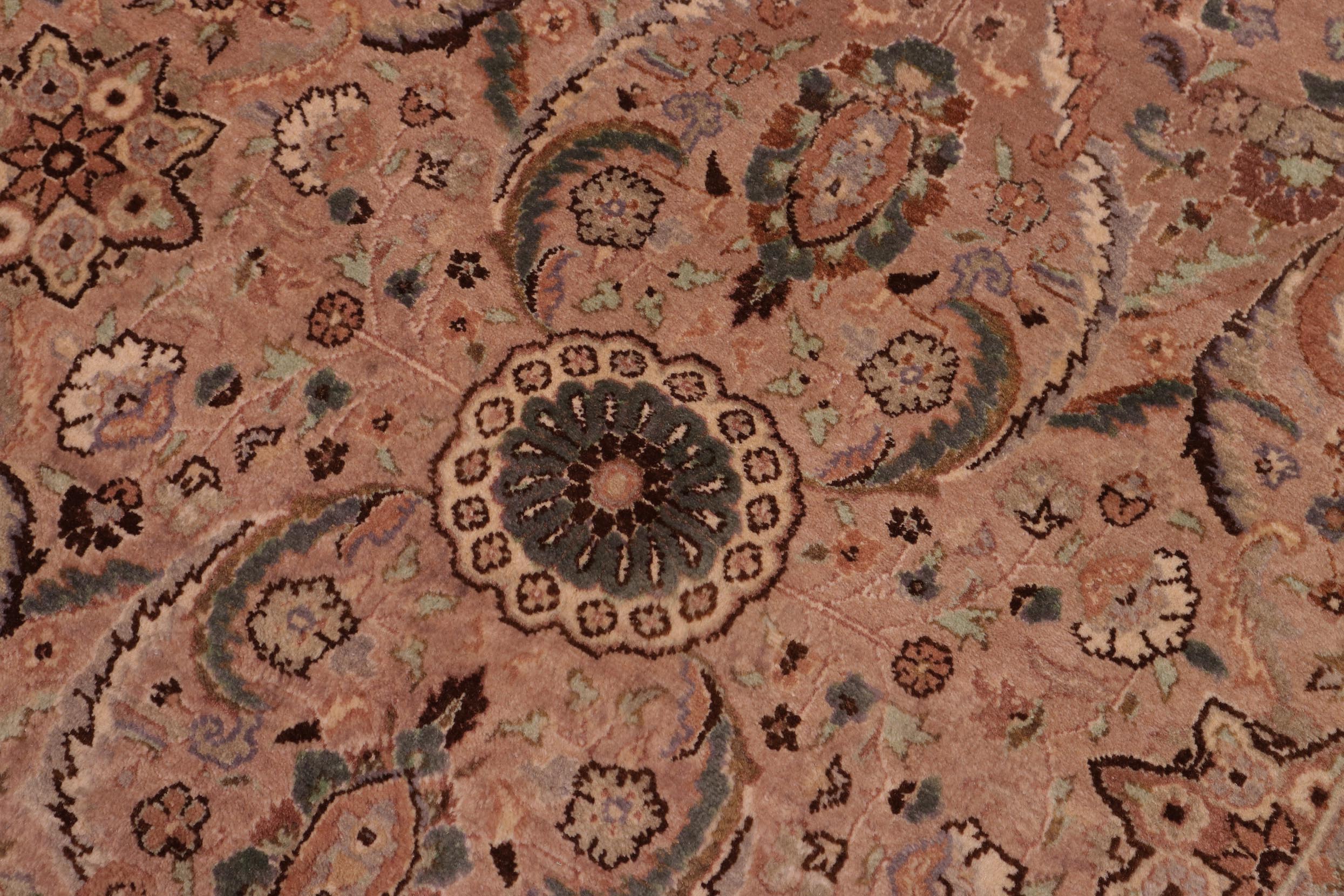 handmade Transitional Qaseem Bond Tan Lt. Green Hand Knotted RECTANGLE 100% WOOL area rug 6x9