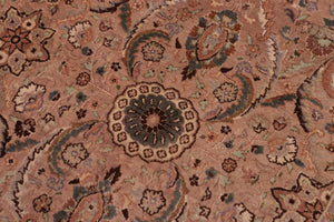 handmade Transitional Qaseem Bond Tan Lt. Green Hand Knotted RECTANGLE 100% WOOL area rug 6x9