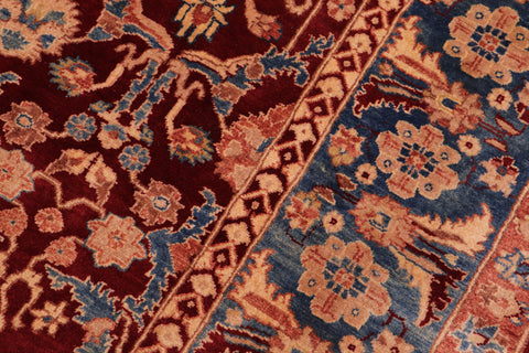handmade Traditional Lahore Drk. Red Teal Blue Hand Knotted RECTANGLE 100% WOOL area rug 6' x 9'