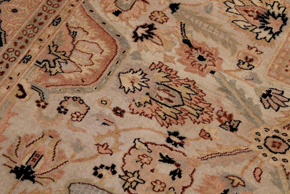 handmade Traditional Lahore Lt. Gray Black Hand Knotted RECTANGLE 100% WOOL area rug 6' x 9'