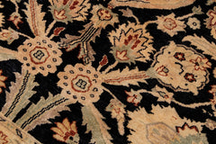 handmade Traditional Lahore Black Tan Hand Knotted RECTANGLE 100% WOOL area rug 6' x 9'