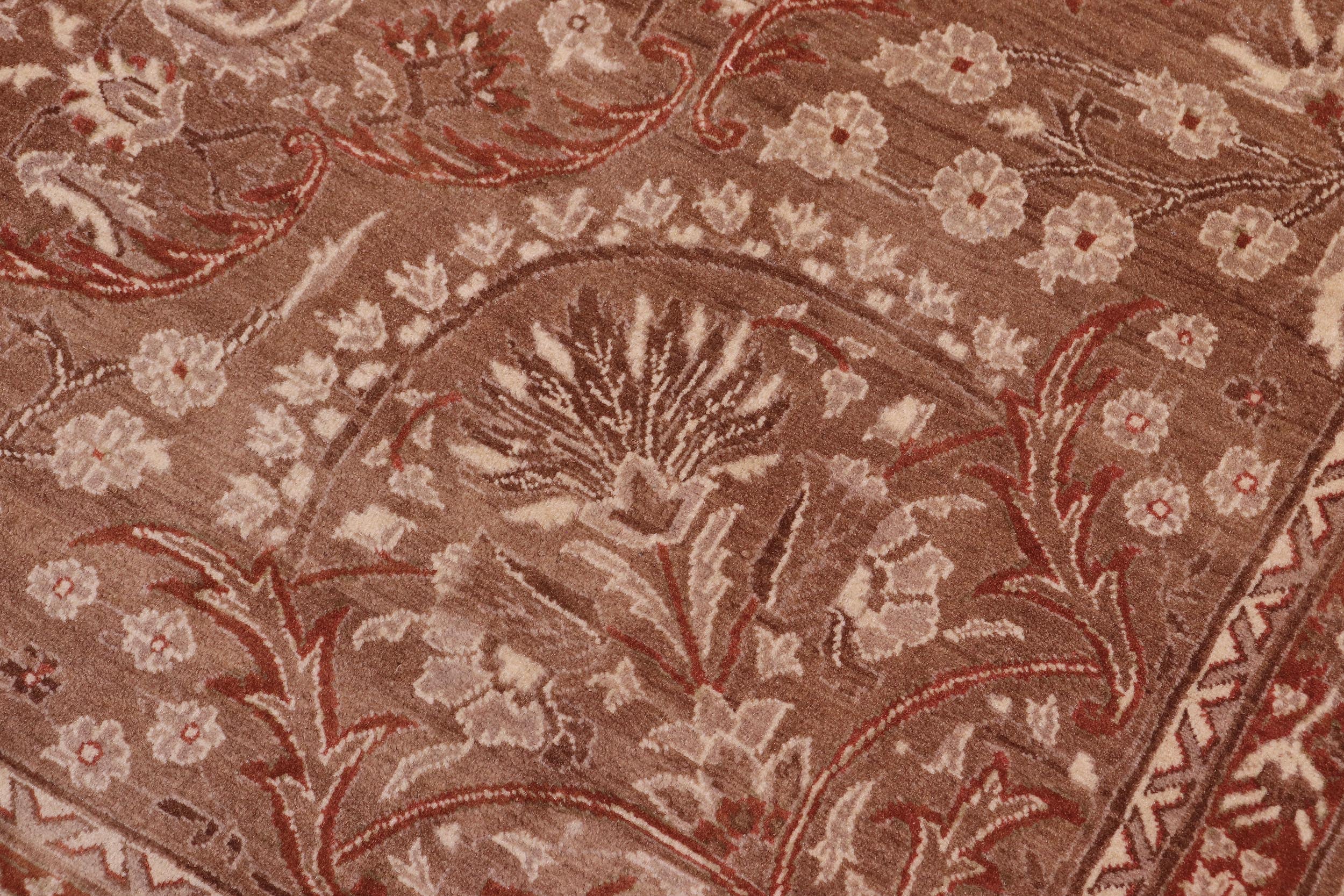 handmade Traditional Tajdar Brown Brown Hand Knotted RECTANGLE 100% WOOL area rug 6x9