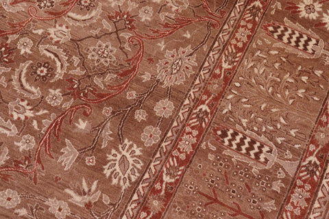 handmade Traditional Tajdar Brown Brown Hand Knotted RECTANGLE 100% WOOL area rug 6x9